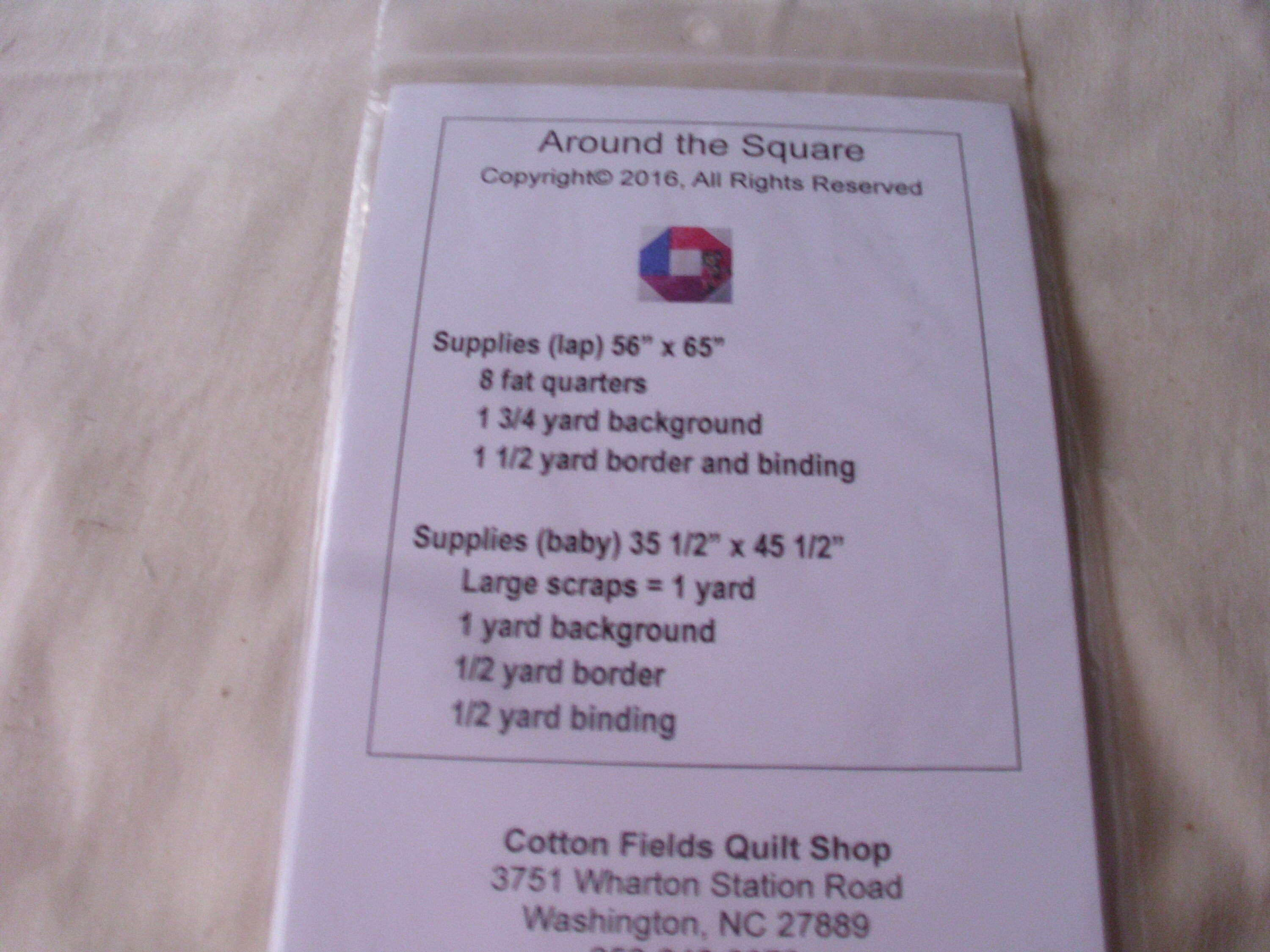 Around the Square / Fat Quarter Quilt Pattern / Cotton Fields Etsy