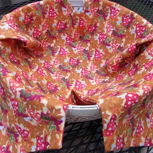 Breadbasket Liner Rust Brown Leaves With Red and White Mushrooms Autumn Decor 18 Inches