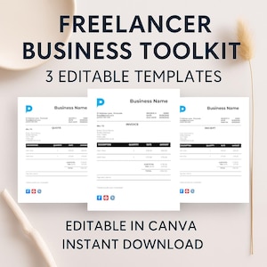 Freelancer Business Toolkit : Invoice, Quote & Receipt Templates  Canva Editable - Instant Download