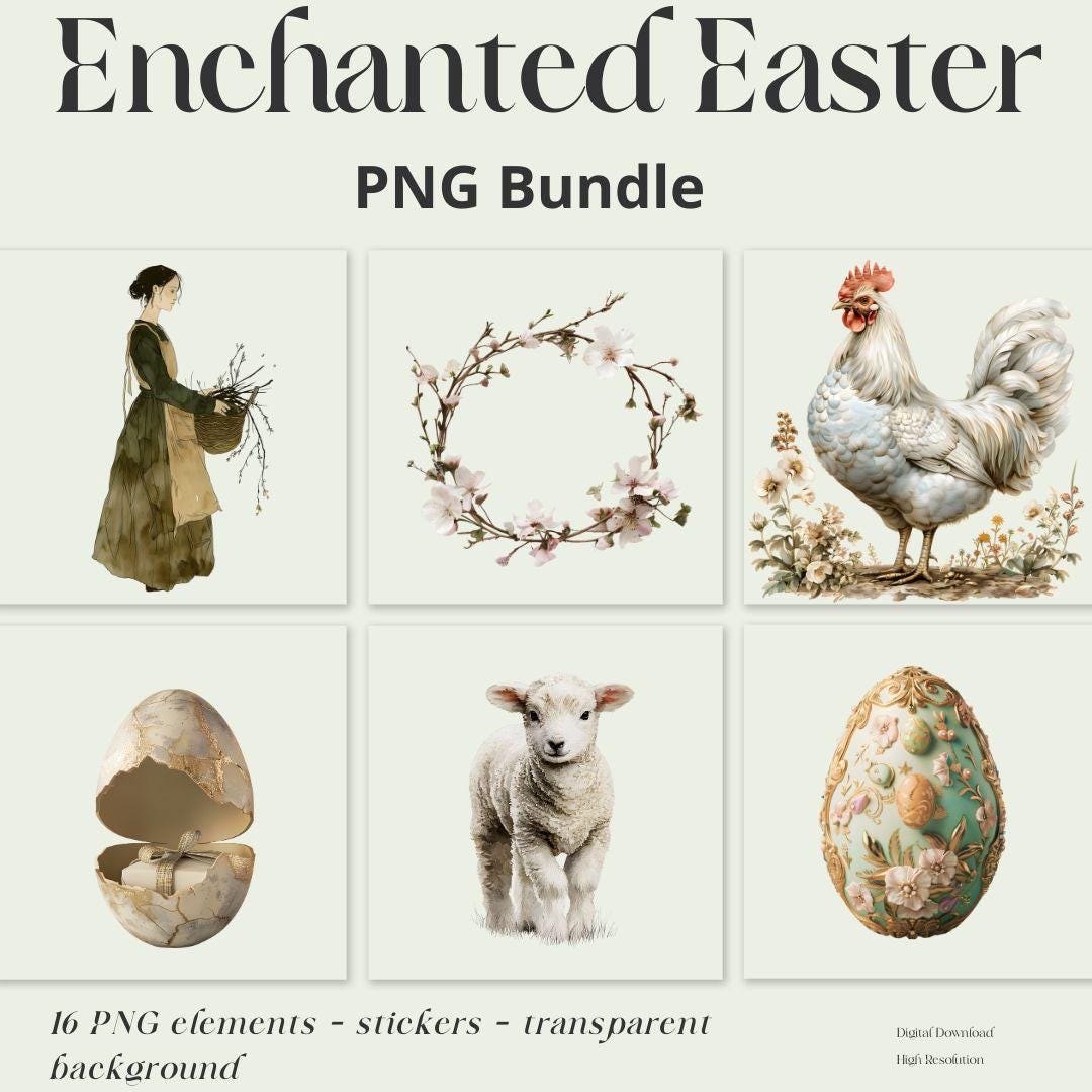 Easter PNG Clipart Bundle Transparent Background - Etsy