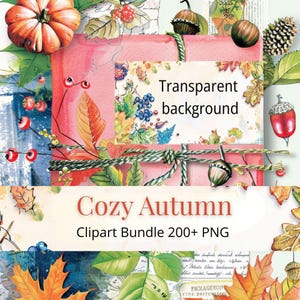Herfst clipart afdrukbare bundel | 300+ herfst-png-uitsparingen met transparante achtergrond | Efemere items voor scrapbooking, stickers en junkjournals