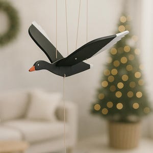 Handmade Wooden Dark Mallard Mobile – Baltic Waterfowl Decor with Moving Wings"