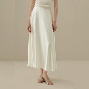Cream Silk Charmeuse Maxi Skirt: Elegant Wrap Style