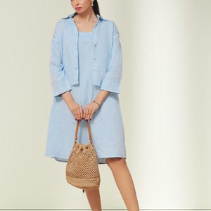 Linen Coord Sets Cotton Linen Tunic With Pants Linen Set Womens Clothing Linen Dress with Button Down Shirt Linen Clothing for Women