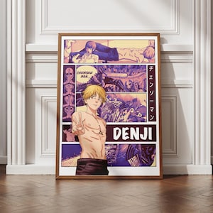 Denji Chainsaw Man, Anime Posters, Colored Manga Wall Art Print, Japanese Anime Decor, Otaku Gift, Anime Lover Poster