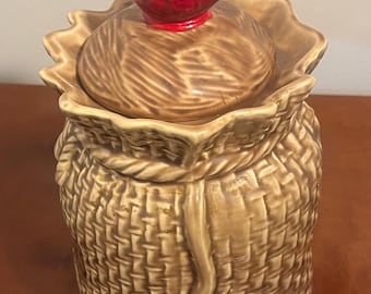 ヴィンテージ　クッキージャー　CARDINAL USA 1940 1950 Vintage Cardinals Birds, Hollies, Cherries 3D Cookie Jar - Etsy