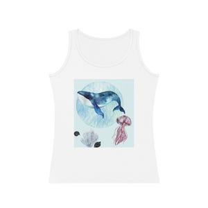 Women&#39;s Tank Top, sea life, whale, jellyfish, whimsical tank, gift for women, gift for men