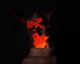 Burning Driftwood Lamp, Handmade Wood Light, Glowing Ember Effect Lamp, Rustic Sculptural Lighting, Unique Home Decor