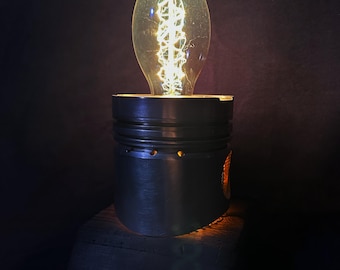 Engine Piston Lamp, Handmade Industrial Table Lamp, Automotive Garage Decor, Mechanic Gift, Rustic Desk Light, One of a Kind Metal Lamp