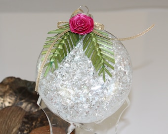 Handmade Christmas Hanging Decor, Glass Baubles Decorated with Woven Straw, Straw Art Glass Ornaments