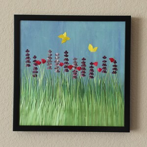 Straw Marquetry Wild Flowers Wall Art on Canvas