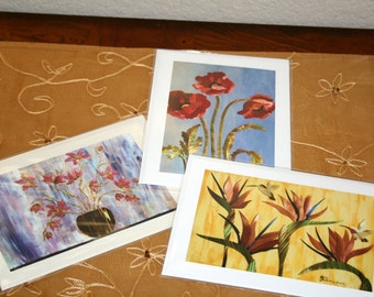 Straw Art Post Cards - Set of 3 Cards with Envelopes