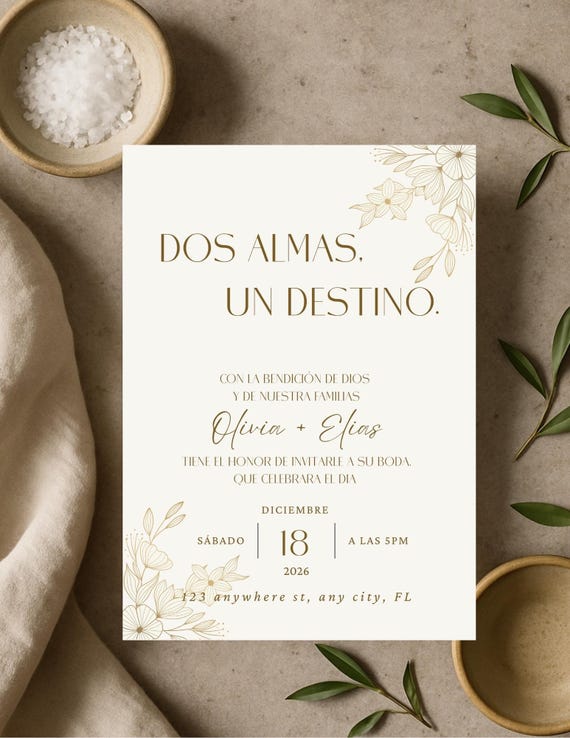 Invitación de Boda Minimalista en Español – Tarjeta Elegante Personalizada, spanish wedding invitation, minimalistic invitaciones