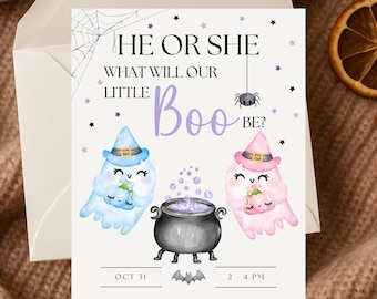 Halloween Gender Reveal Einladung: Buu oder Ghoul, gruselige Babyparty (Digital Invite 13x18)"