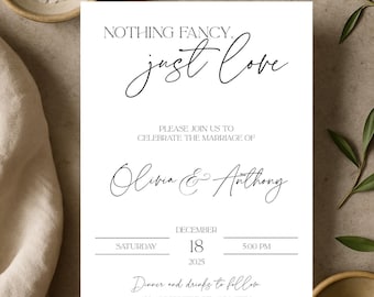 Hochzeitseinladung | Intime Hochzeitszeremonie einladen | Moderne Druckbare Kunst | Elegante standesamtliche Hochzeit Vorlage