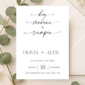 Invitación de Boda Minimalista en Español – Tarjeta Elegante Personalizada, spanish wedding invitation, minimalistic invitaciones