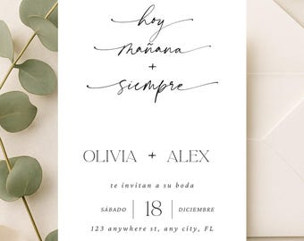 Invitación de Boda Minimalista en Español – Tarjeta Elegante Personalizada, spanish wedding invitation, minimalistic invitaciones