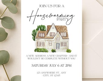 Elegante Housewarming Einladungsvorlage: Modernes neues Zuhause Feier (Digitaler Download, 5x7 "Canva bearbeitbar Invite)