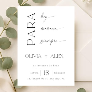 Invitación de Boda Minimalista en Español – Tarjeta Elegante Personalizada, spanish wedding invitation, minimalistic invitaciones