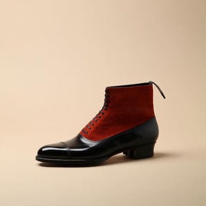 Red suede leather premium quality leather boots good year welted hand crafted leather boots unisex boots black leather oxford boots