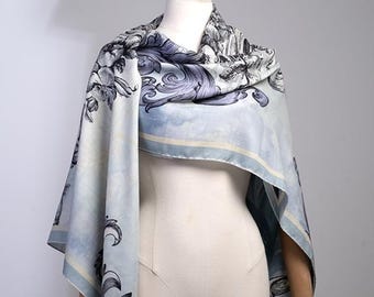 Foulard / Châle En Soie 100% Marc Rozier - Vintage - 140 X 38 Cm - Multicouleur - Occasion Très Bon état
