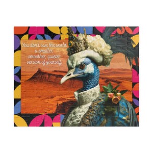 Own your inner Proud Peacock Puzzle: 110, 252, 520-Piece Sassy Bird Squad Puzzle, Self-Care Rebellion, feminist puzzle, Regal Peacock Puzzle