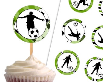 Soccer Cupcake Toppers, Birthday Printable Cupcake Toppers, Soccer Theme Party Decorations - Instant Download - DP434