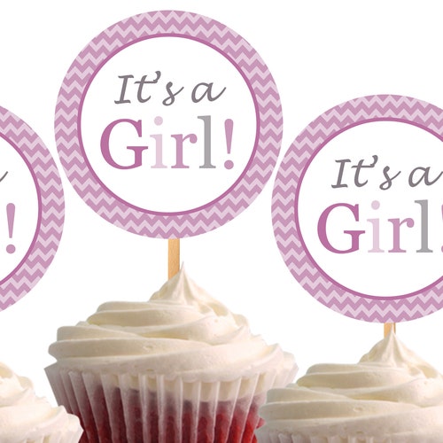 It's A Girl Cupcake Toppers Baby Girl Cupcake - Etsy
