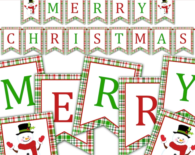 Merry Christmas Banner Printable Christmas Banner Snowman Banner