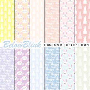 Happy Easter Bunny Digital Paper, Seamless Backgrounds, Easter Scrapbook Paper, Printable Papers, Easter Eggs - DP1096