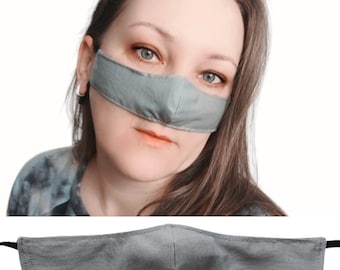 Gray Nose Mask Pollen Protection Dust Cotton Washable Reusable Adjustable Straps Winter Nose Warmer Adult Size Nose Cover