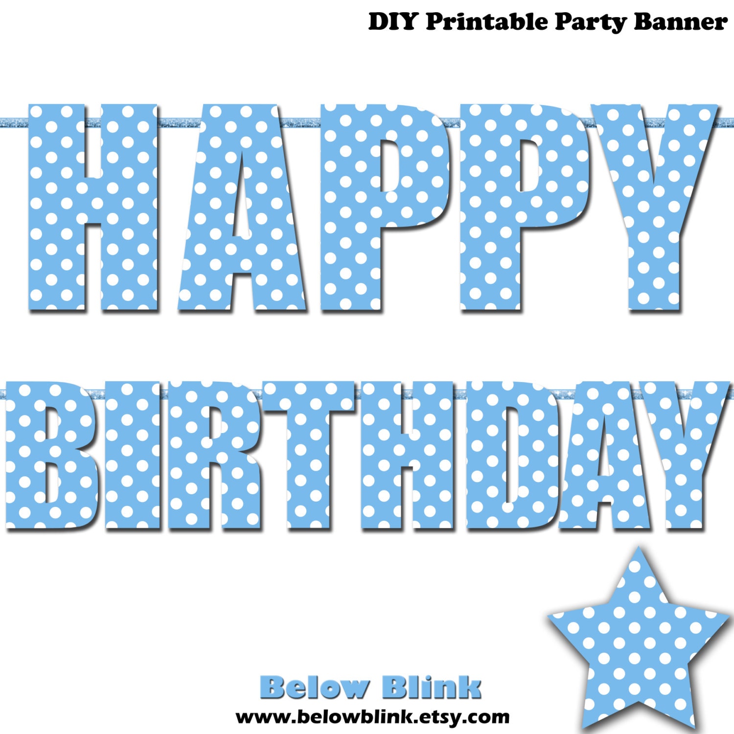 blue happy birthday letter banner blue polka dots photo prop etsy