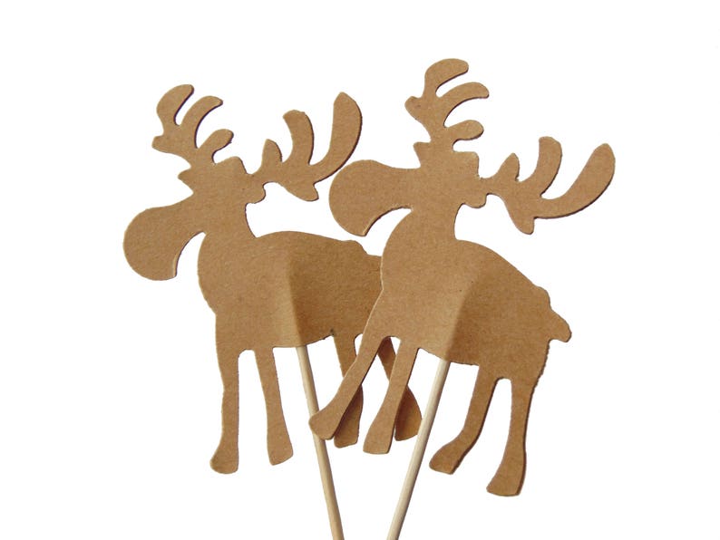Moose Cupcake Toppers 12CT Woodland Baby Shower Party - Etsy