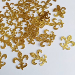 Royal Glitter Gold Fleur De Lis Confetti 50CT, Paris Bridal Shower, St. Patrick's Day Confetti, Birthday Party Decorations No153 image 2