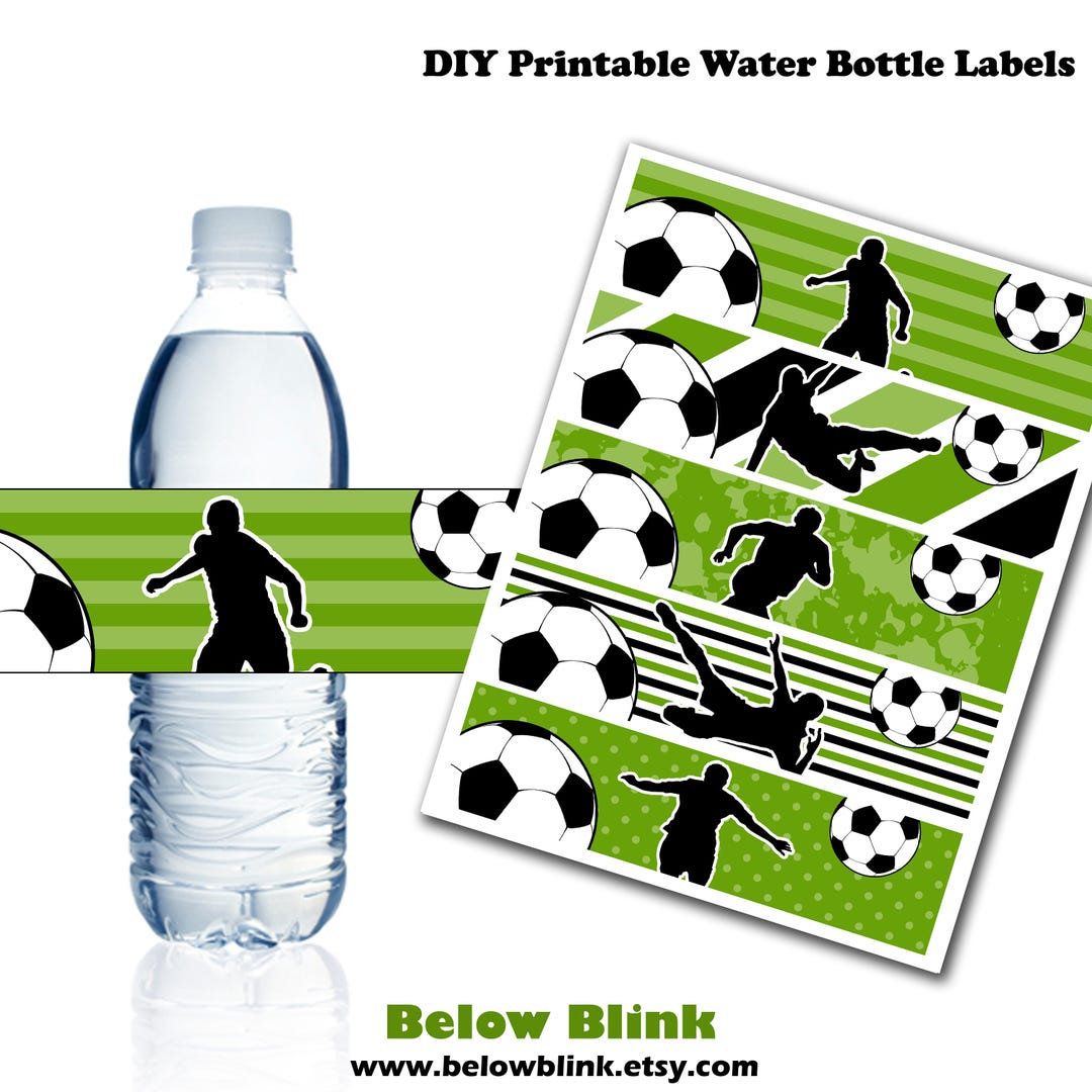 Personalised Soccer Party Water Bottle Labels - Katie J Design And
