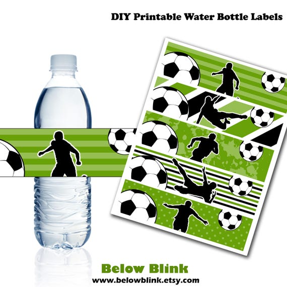 Soccer Water Bottle Labels, Printable Water Bottle Labels, Soccer Party Decor, Birthday, Baby Shower - Instant Download - DP437 Il_570xn