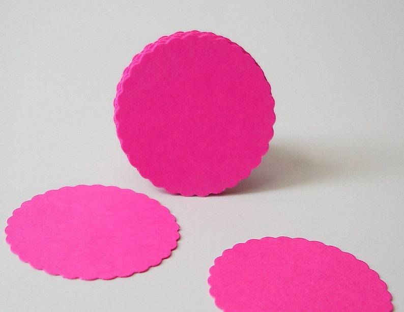50 Hot Pink Fuchsia Scalloped Circles punch die cut scrapbook Etsy