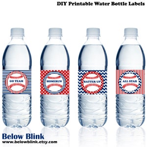 Baseball Water Bottle Labels, Printable Labels, Baseball Party Decoration, Homerun, Go Team, Batter Up, All Star, Instant Download - DP653