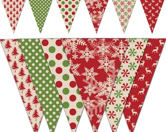 Christmas Banner, Printable Christmas Bunting, Holiday Party Pennant Banner, Photography - Instant Download - DP544