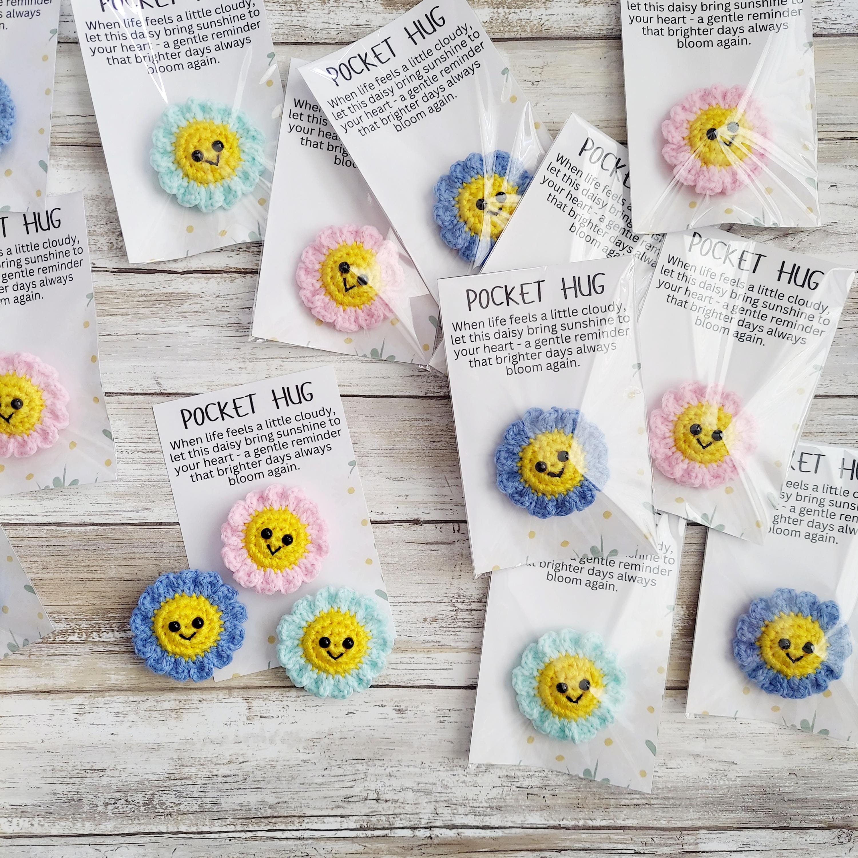 Daisy Pocket Hug, Crochet Flower Comfort Gift With Card, Handmade ...