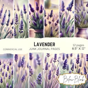 Lavender Junk Journal Pages Digital Paper Pack Floral Collage Sheets Printable Backgrounds Ephemera Scrapbook Paper