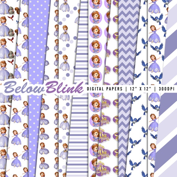Sofia the First Digital Paper Pack, Scrapbook Papers, 12 jpg files 12 x 12 - Instant Download - DP353 Il_570xn