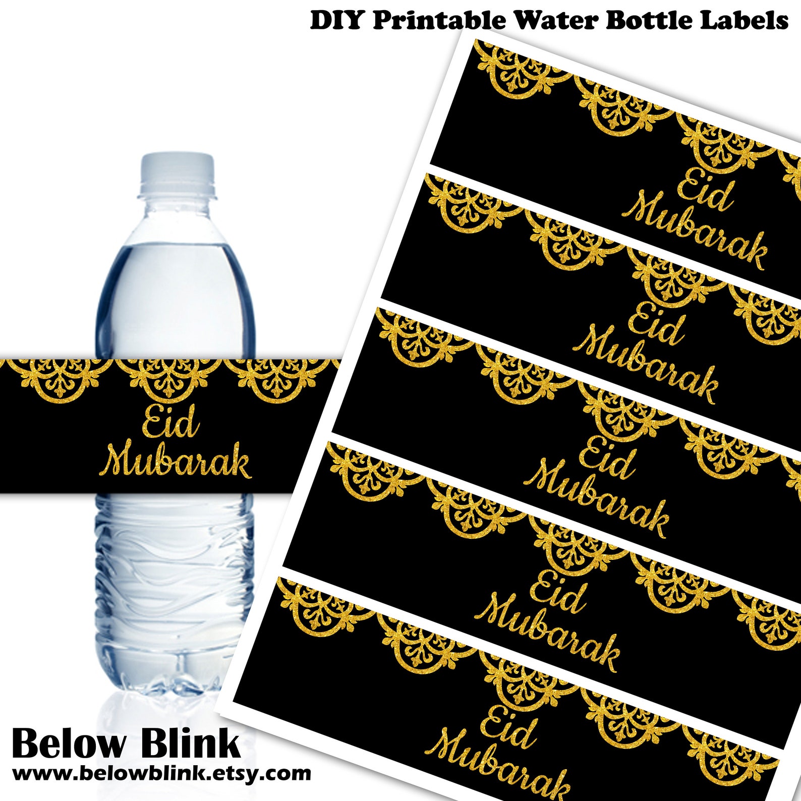 Eid Mubarak Water Bottle Labels Printable Eid Labels Eid | Etsy
