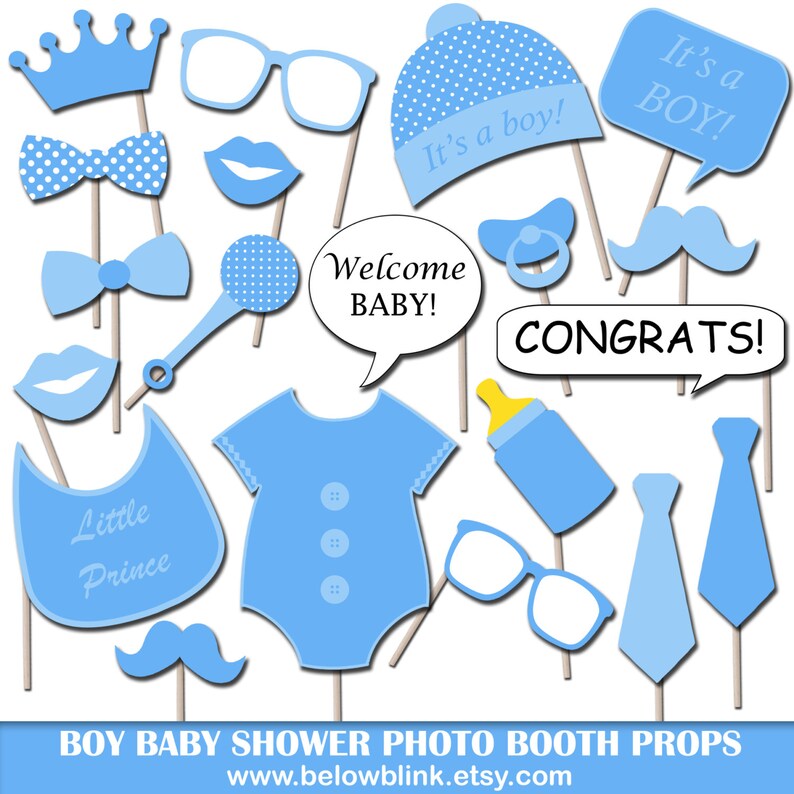 Boy Baby Shower Photo Booth Props Printable Photo Props Etsy