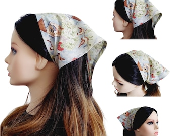 Cotton Hair Kerchief Bandana: Birdhouse Cottagecore Headwrap