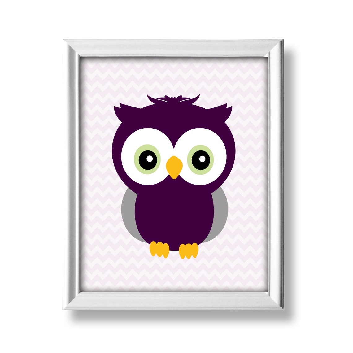 Owl Nursery Wall Decor Purple and Gray Owl Wall Art Dream Etsy