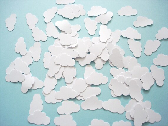 100 White Clouds Confetti, Baby Shower Confetti, Party Decorations - No902 Il_570xn