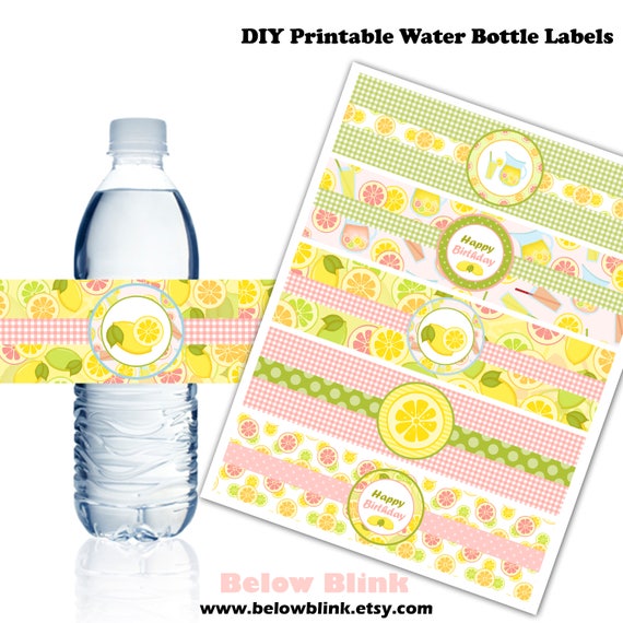 Pink Lemonade Water Bottle Labels, Printable Water Bottle Labels, Lemonade Party Decor, Happy Birthday - Instant Download - DP473 Il_570xn