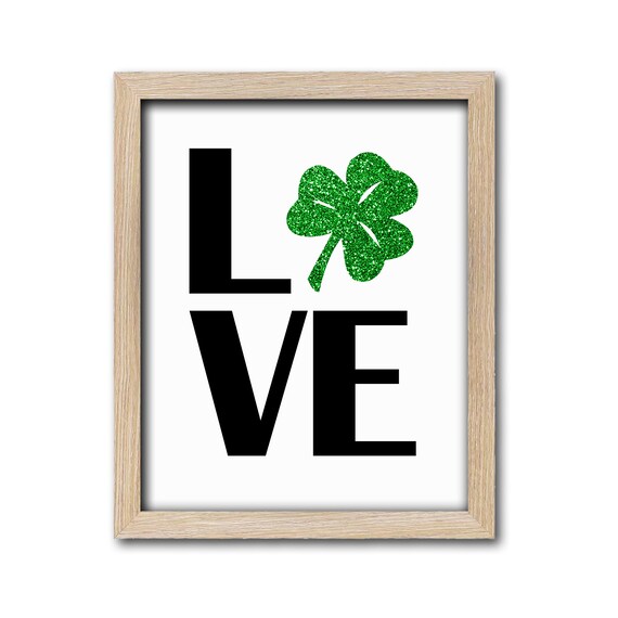 Shamrock Love Print St Patrick S Day Wall Art Irish Home Decor