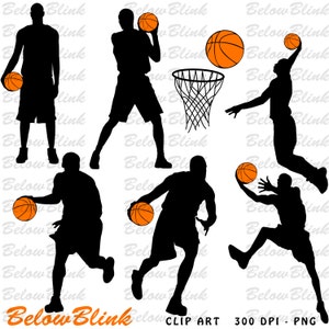 Silhouettes de joueurs de basket-ball, Clipart de basket-ball, Scrapbooking numérique, utilisation commerciale, Clipart imprimable, téléchargement instantané - DP349